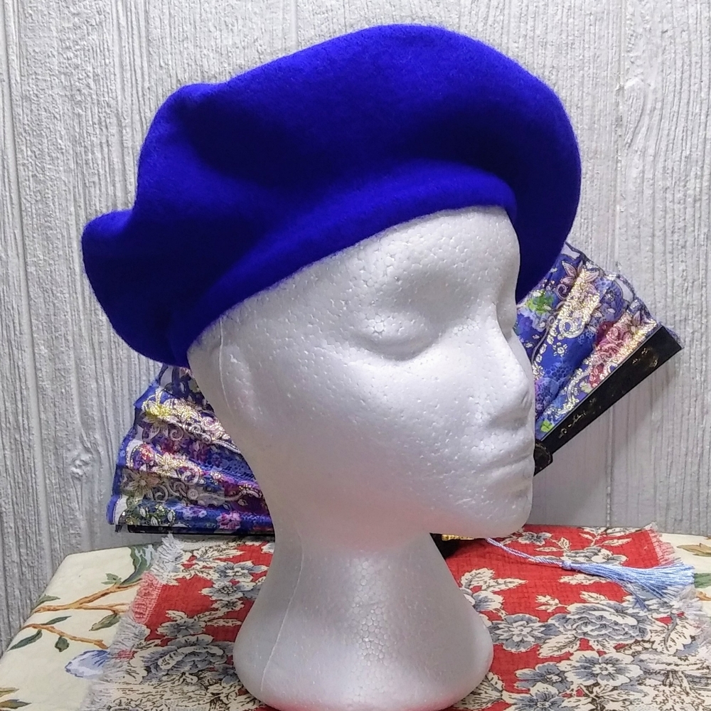 GROOVY GLAM Royal Blue Classic French Beret